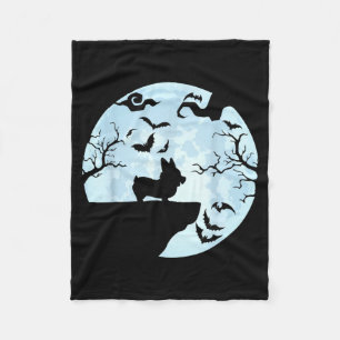 Corgi And Moon Halloween Fleece Blanket