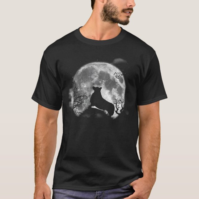 Corgi And Moon Halloween Halloween Dog Tee (Front)
