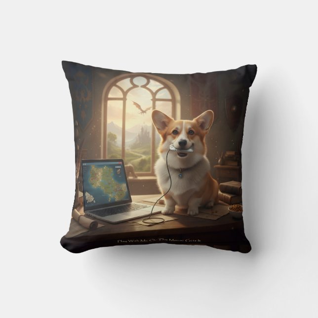 Corgi and Mouse Cushion (Front)