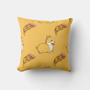Corgi And Pizza Slice Pattern Cushion