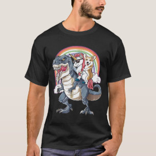 Corgi And Unicorn Ride T Rex Like Boss T-Shirt