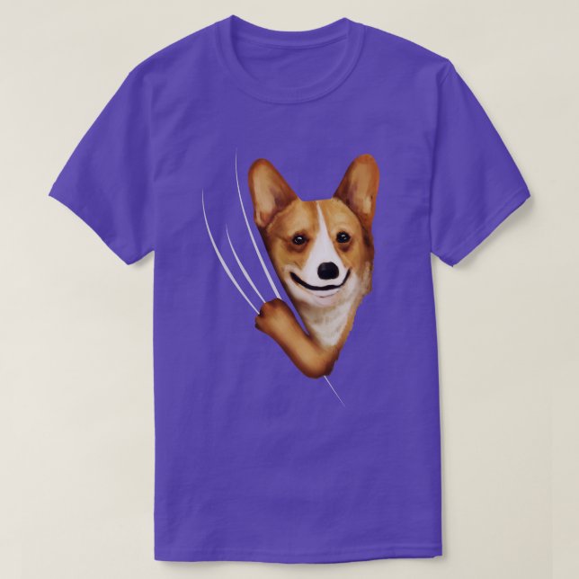 Corgi Animal Coming From Inside T-Shirt (Design Front)