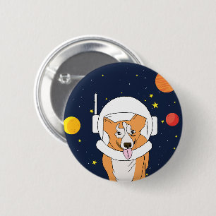Corgi Astronaut Animal With Space Helmet Clipart B 6 Cm Round Badge