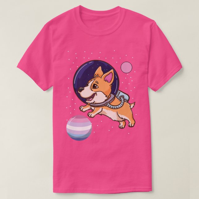 Corgi Astronaut Bigender Pride  T-Shirt (Design Front)