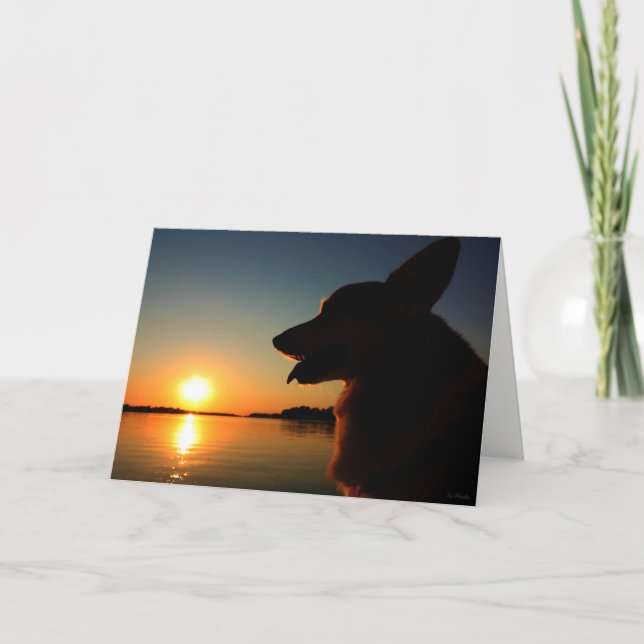 Corgi at Sunset Condolence Card (Front)