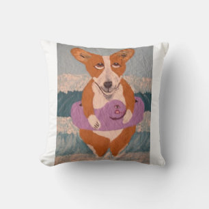 Corgi at the Beach Cushion