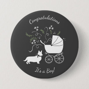Corgi Baby Shower Dog 7.5 Cm Round Badge