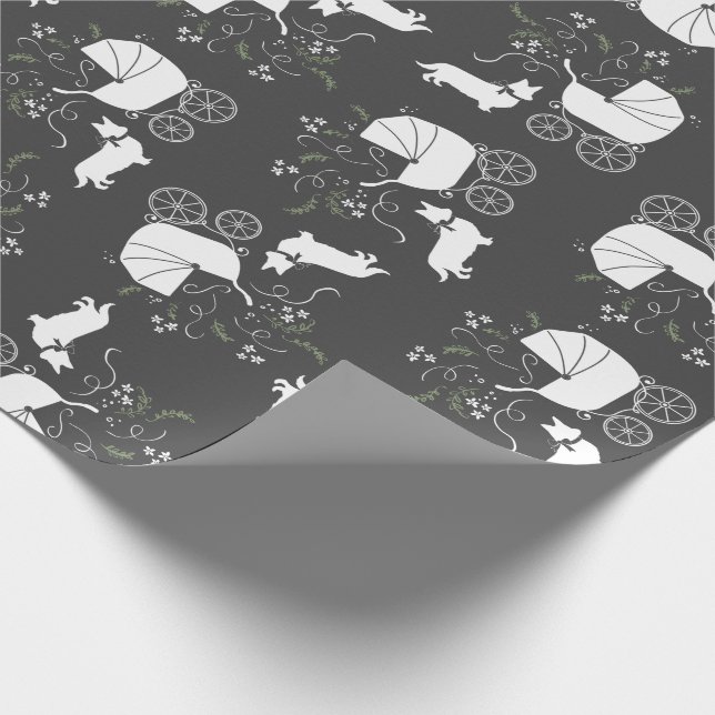 Corgi Baby Shower Dog Wrapping Paper (Corner)