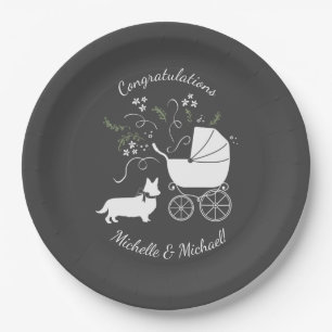 Corgi Baby Shower Puppy Dog Paper Plate