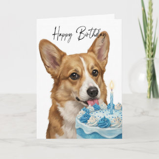 Corgi Birthday Cake Inspector Card