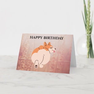 CORGI BIRTHDAY CARD. Editable text. Card