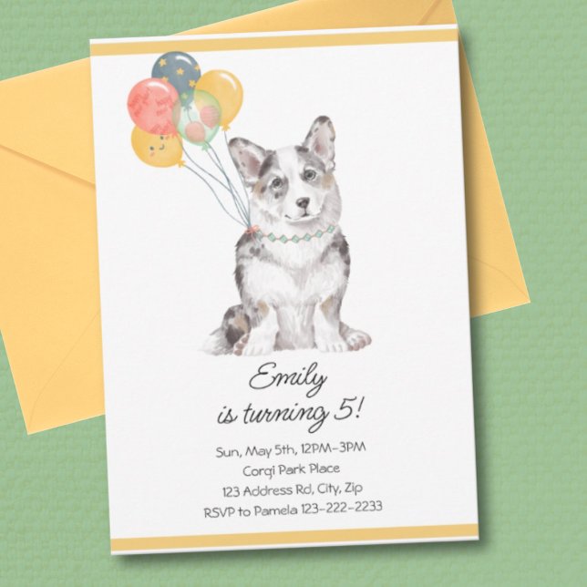 Corgi Birthday Party, Dog Party Invitation (Creator Uploaded)