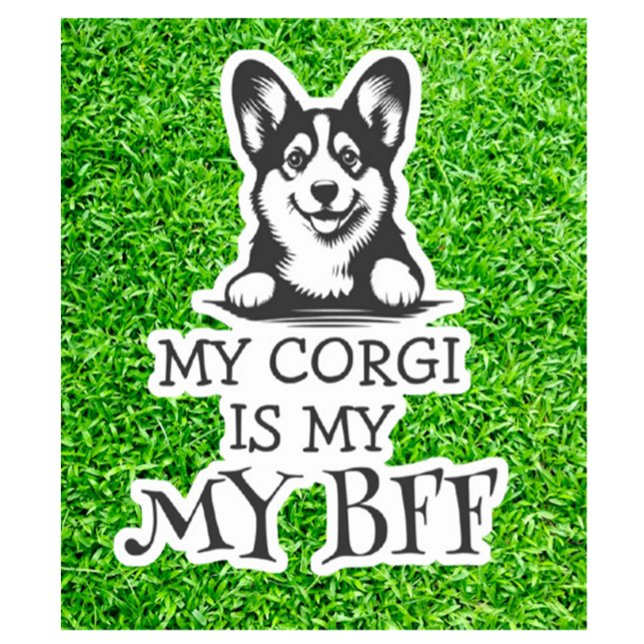 Corgi Black and White Best Furry Friend Theme (Celebrate your love for corgis with this adorable Best Furry Friend theme sticker)