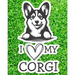 Corgi Black and White Heart Theme