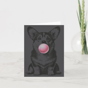 Corgi Blowing Bubble Gum Funny Dog Cartoon Meme Card