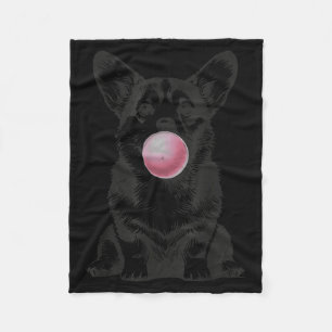 Corgi Blowing Bubble Gum Funny Dog Cartoon Meme Fleece Blanket