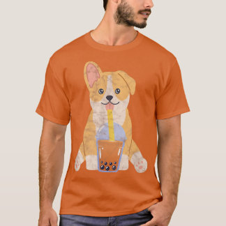 Corgi Boba Bubble Tea Milk Tea Kawaii Anime Dog Lo T-Shirt