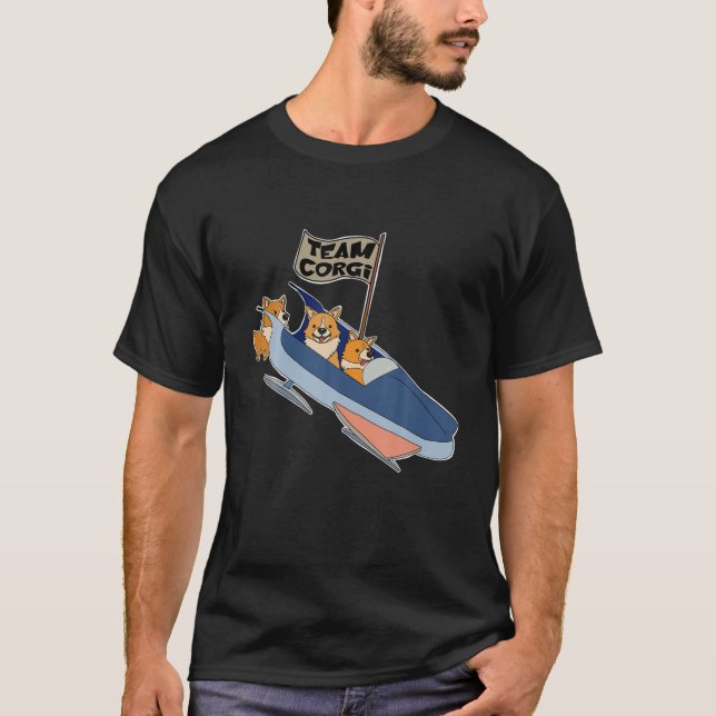 Corgi Bobsleigh Team Bob Sled Bobsled Winter Snow T-Shirt (Front)