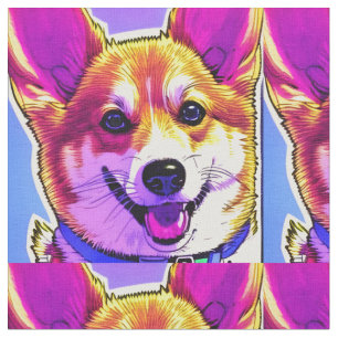 Corgi bright, bold colours fabric