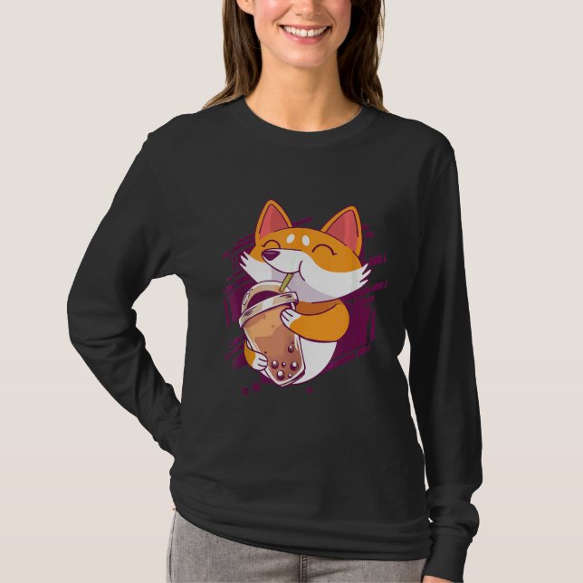 Corgi  Bubble Tea Bobas Corgi T-Shirt (Front)