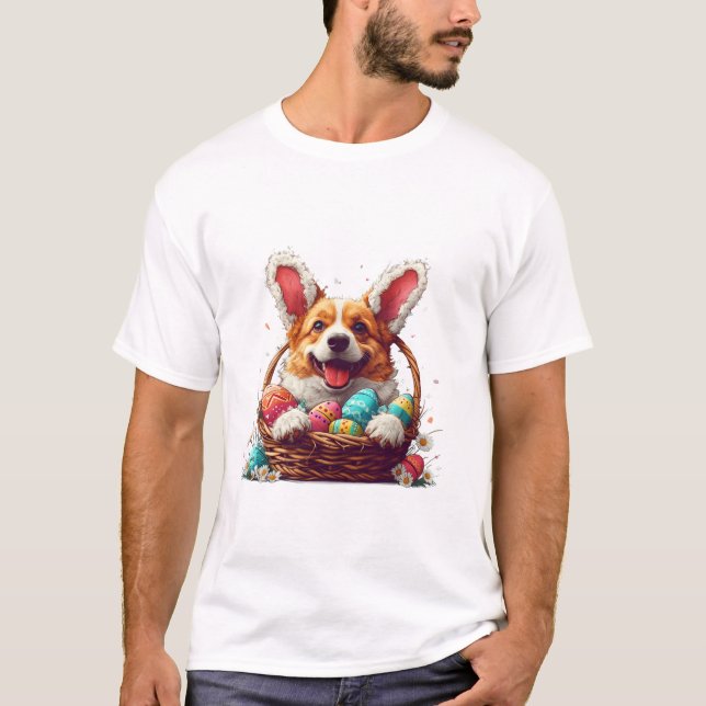 Corgi Bunny Ears Easter Day T-Shirt (Front)