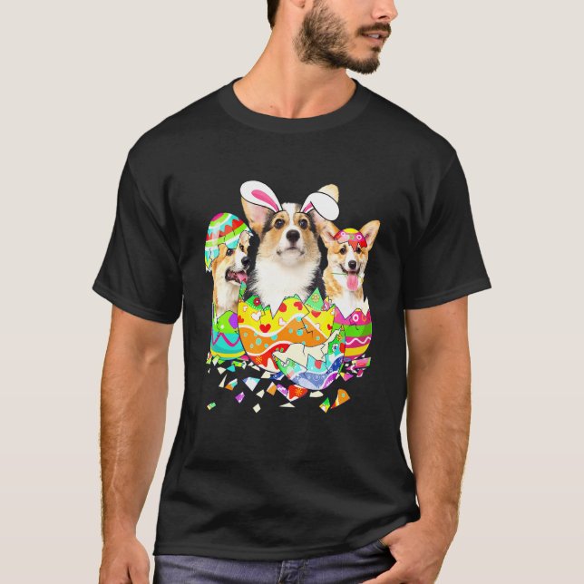 Corgi Bunny Happy Easter Dog T-Shirt (Front)