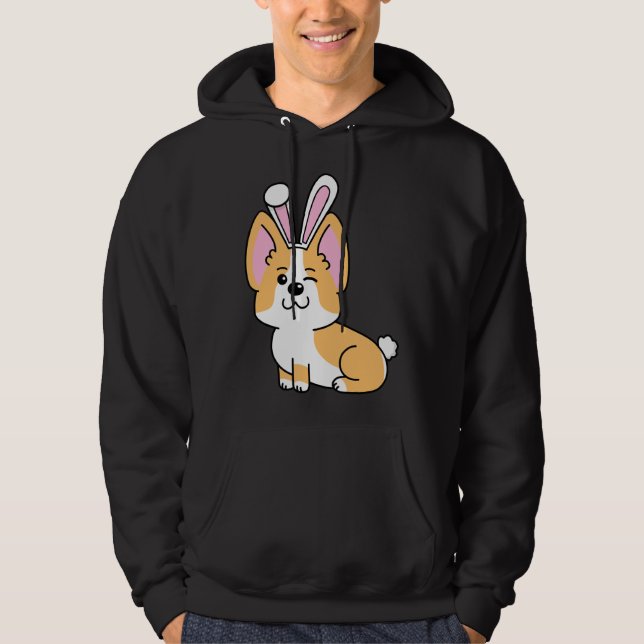 Corgi Bunny Rabbit Costume Easter  557 Hoodie (Front)