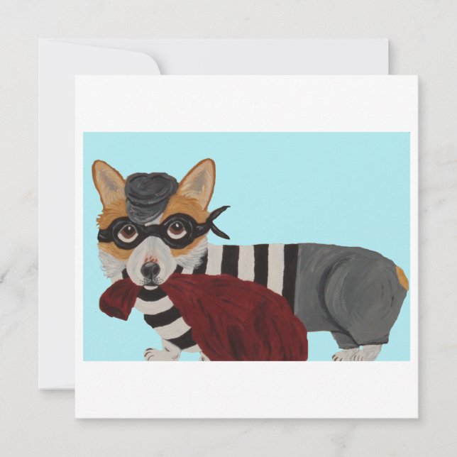 Corgi Burglar Invitation (Front)