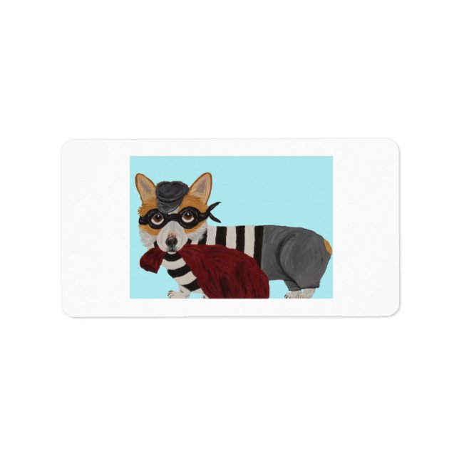 Corgi Burglar Invitation Label (Front)