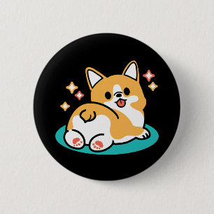Corgi Butt and Nap Vibes – Cute Sleeping Dog 6 Cm Round Badge