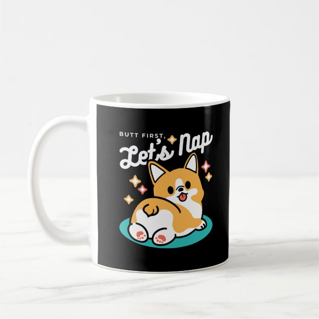 Corgi Butt and Nap Vibes – Cute Sleeping Dog Coffee Mug (Left)