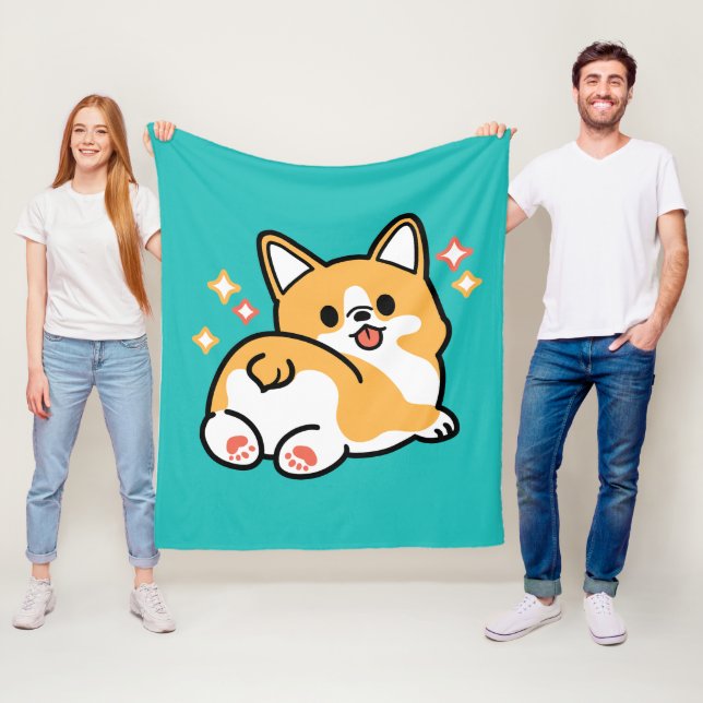 Corgi Butt and Nap Vibes – Cute Sleeping Dog Fleece Blanket (In Situ)