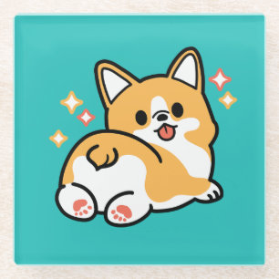 Corgi Butt and Nap Vibes – Cute Sleeping Dog Glass Coaster