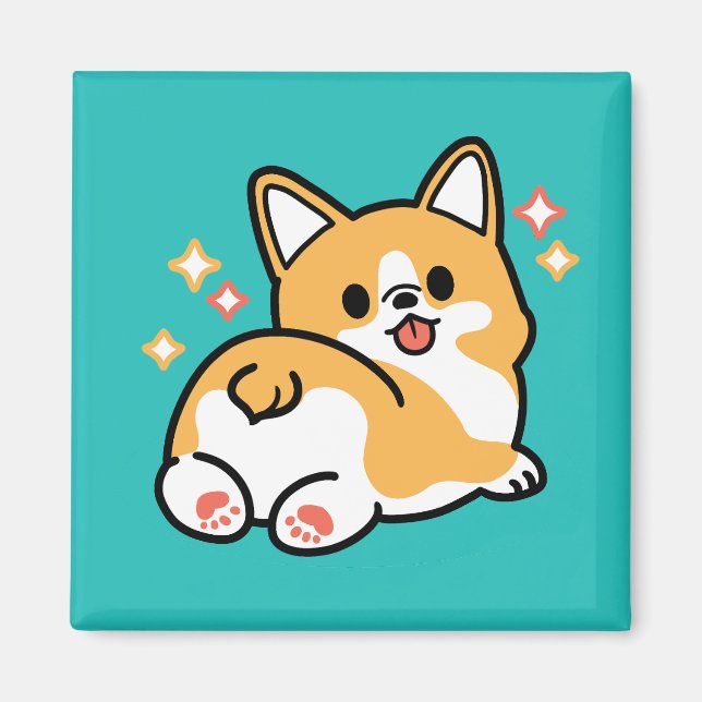 Corgi Butt and Nap Vibes – Cute Sleeping Dog Magnet (Front)