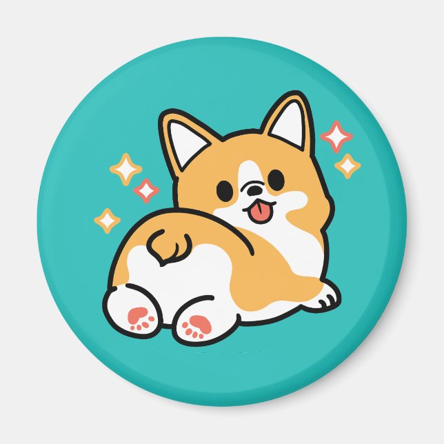 Corgi Butt and Nap Vibes – Cute Sleeping Dog Magnet (Front)
