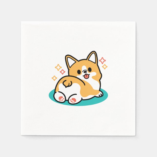 Corgi Butt and Nap Vibes – Cute Sleeping Dog Napkin (Front)