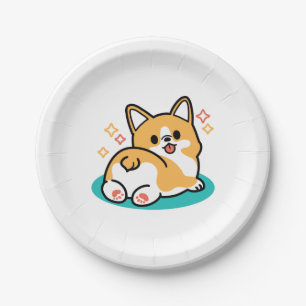 Corgi Butt and Nap Vibes – Cute Sleeping Dog Paper Plate