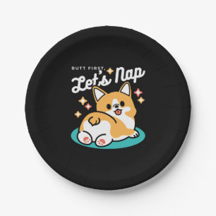 Corgi Butt and Nap Vibes – Cute Sleeping Dog Paper Plate