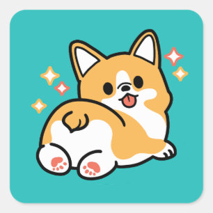 Corgi Butt and Nap Vibes – Cute Sleeping Dog Square Sticker