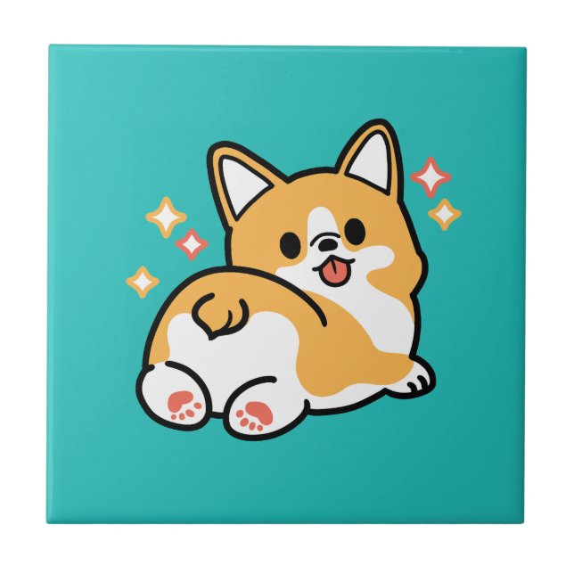 Corgi Butt and Nap Vibes – Cute Sleeping Dog Tile (Front)