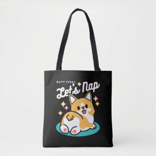 Corgi Butt and Nap Vibes – Cute Sleeping Dog Tote Bag