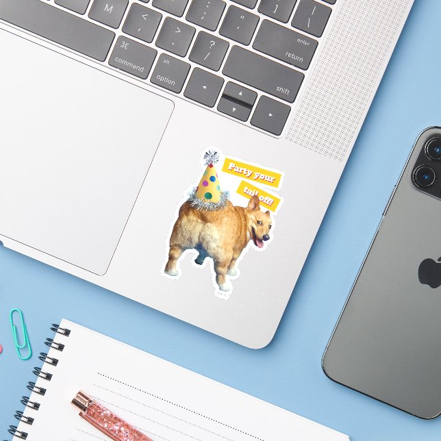 Corgi Butt Birthday Hat (Laptop w/ iPhone)