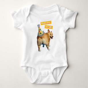 Corgi Butt Birthday Hat Baby Bodysuit