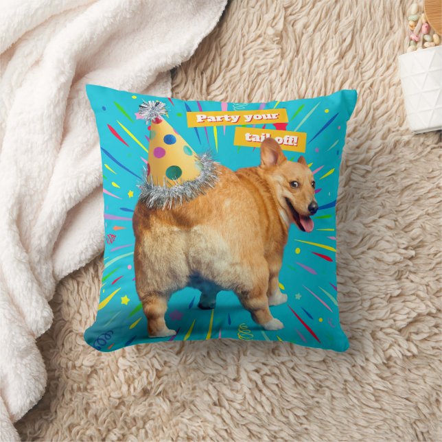Corgi Butt Birthday Hat Cushion (Blanket)