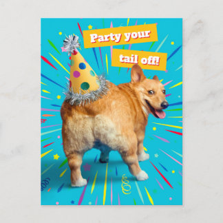 Corgi Butt Birthday Hat Invitation Postcard