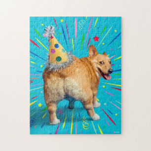 Corgi Butt Birthday Hat Jigsaw Puzzle