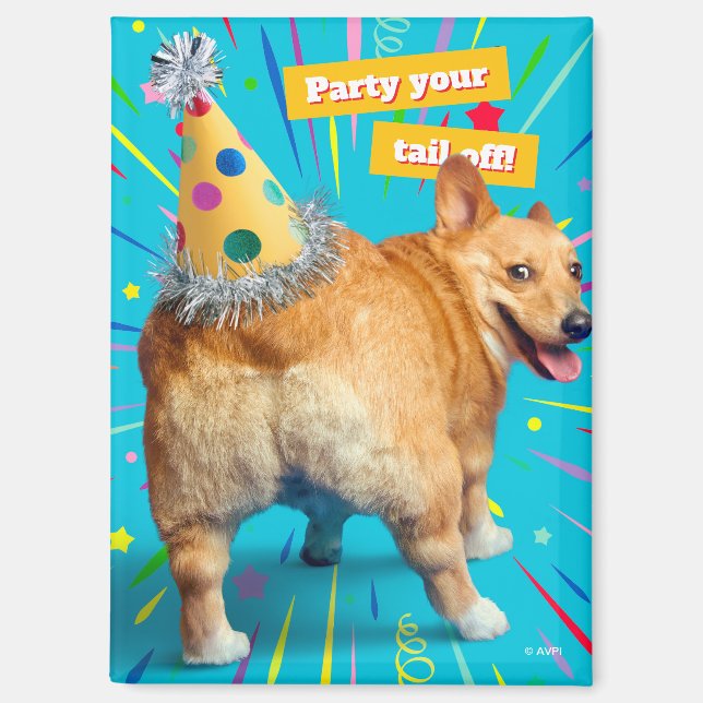 Corgi Butt Birthday Hat Magnet (Front)