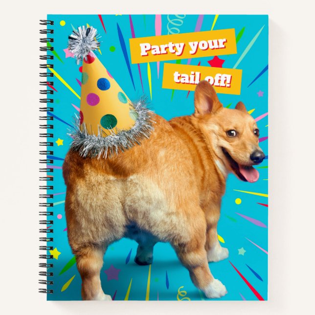 Corgi Butt Birthday Hat Notebook (Front)