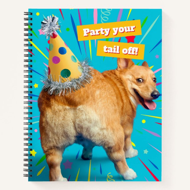 Corgi Butt Birthday Hat Notebook (Front)