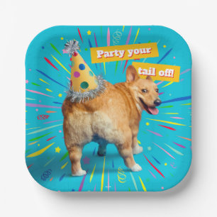 Corgi Butt Birthday Hat Paper Plate